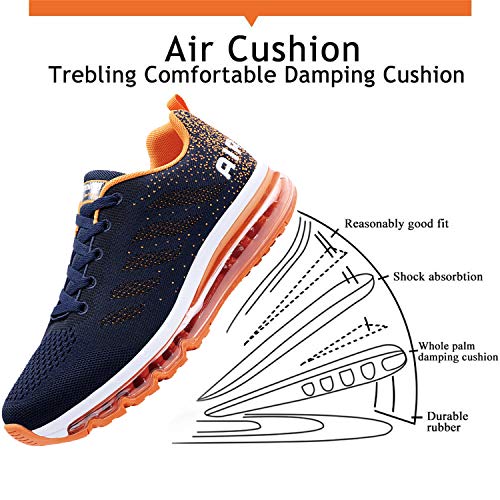 UPSOLO Mens Walking Casual Air Cushion Cross Trainer Shoes Trail Running Fitness Footwear Mesh Soft Sole Breathable Jogging Outdoor Sports Sneakers(833 Orange 38)