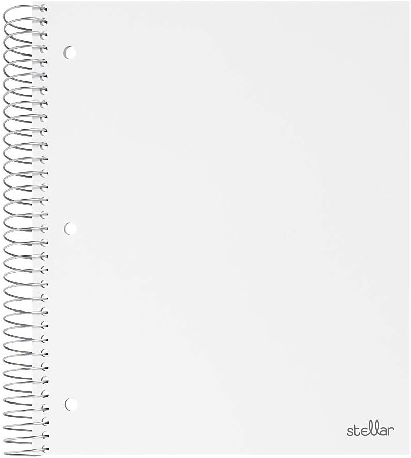 Office Depot Brand Stellar Poly Notebook, 8-1/2" x 11", 5 Subject, College Ruled, 200 Pages (100 Sheets), White
