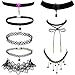 MLYSA 8 Pieces Womens Black Velvet Choker Necklace for Women Girls Lace Choker Gothic Tattoo Necklaces