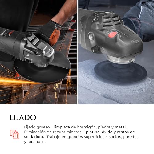 DNIPRO-M Angle Grinder 2400W 230 mm, Professional Radial for Metal, Stone and Concrete, Soft Start Soft Start, Anti-Reset, 5 Position Rotary Handle, M14 Thread, 6500 rpm GL-240