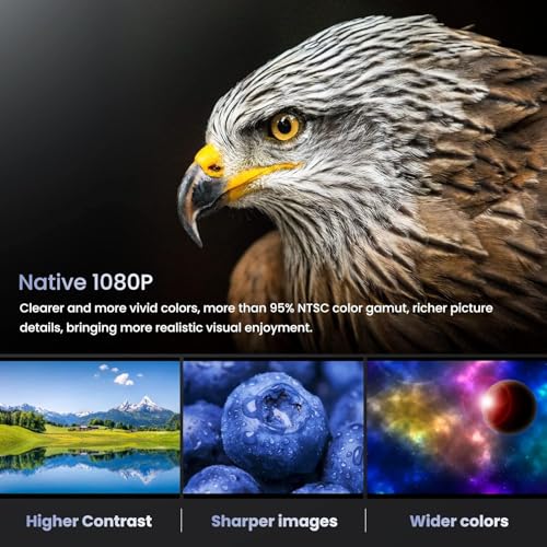 HOMPOW Projector, Native 1080P Full HD Bluetooth Projector with Speaker, 9500 Lumens Outdoor Portable Movie Mini Projector Compatible with Laptop, Smartphone, TV Stick, Xbox, PS5