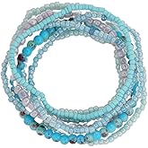 Pingyongchang Boho Colorful Handmade Stackable Bead Bracelets Set Multicolor Seed Layered Stretch Bangle Bracelets Vaction Beach Trendy Jewelry Gifts for Women
