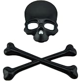 Metal 3D Skull Crossbones Emblem Badge Decal Sticker | Chrome Black Universal Decor for Car Truck Motorcycle