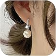 RITACH Small Pearl Earrings for Women 925 Sterling Silver Plated White Gold Dangle Drop Earrings Cubic Zirconia Pearl Drop Earrings