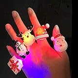 BUDI Christmas LED Finger Lights For Kids and Adults LED Rings Party Favor Rings Light Up Toys Assorted Style Pack of 50