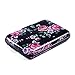 HDE Aluminum RFID Blocking Wallet Identity Protection Travel Credit Card Case (Black with Pink Flowers)