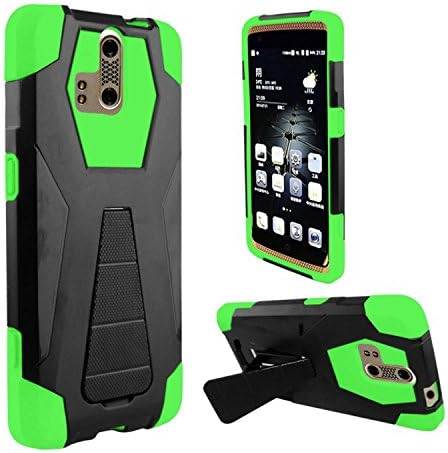 For ZTE Axon Pro A1P - HYBRID PC/SC Combo Cover w/ Kickstand - Neon Green HYBTB