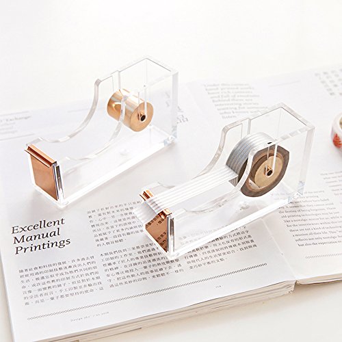 Acrylic Gold Tape Dispenser,Clear Acrylic Desk Dispenser Kit , Modern