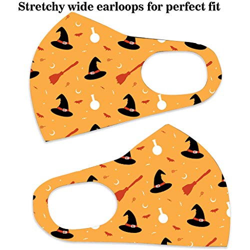 5 Pcs Fashion Halloween Cloth Fabric Facial Bandanas, Unisex Earloop 5 Printed Washable, Reusable (G,5PCS)