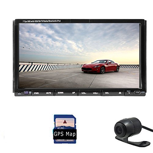 7 Inch Touchscreen Universal Double Din Car Stereo Radio with Gps Navigation Bluetooth Fm Am Win-8 Ui Sd USB Aux +Remote Control Free Camera Included