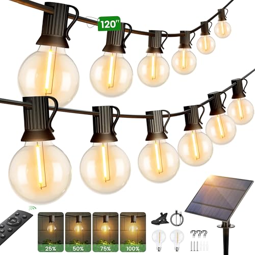 Torkase LED Solar Lichterkette Aussen 36M - 50+2 Lichterketten Außen G40 Glühbirnen IP65 Wetterfest Solarlichterkette mit Fernbedienung Outdoor für Ga