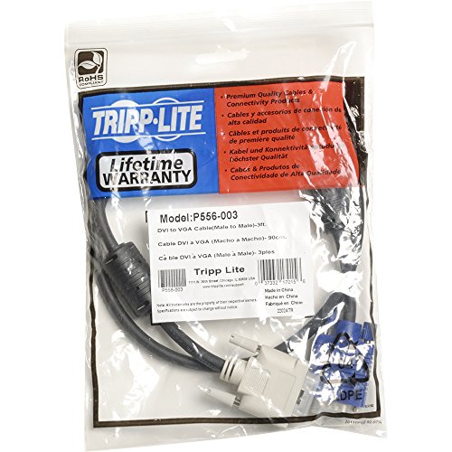 Tripp Lite DVI to VGA Monitor Cable, High Resolution cable with RGB Coax (DVI-A M to HD15 M) 3-ft.(P556-003)