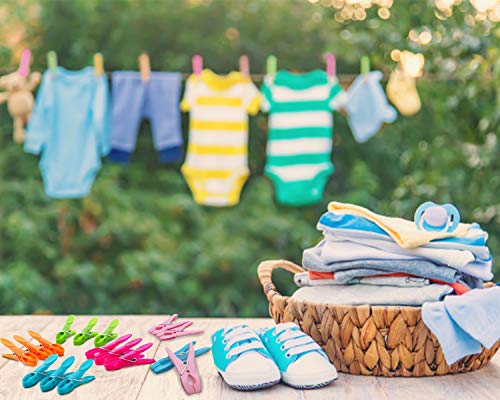 UMILIFE Clothes Pegs Pack of 50, Strong Plastic Pegs Quality Laundry Pegs Clips Multicolors Clothes Pins for Washing Line Windproof Supplies Grip