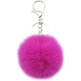 Unpafcxddyig Faux Rabbit Fur Ball Pom Pom Keychain for Car Key Ring Phone Handbag Charm Tote Pendant