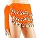 Hip Scarfs for Belly Dancing, 10PCS Belly Scarf for Dancing with 128-Gold Coins, Sequins Bellydance Hip Skirt Scarves Waist Costume Belt Chiffon Dangling Skirts for Girls Women