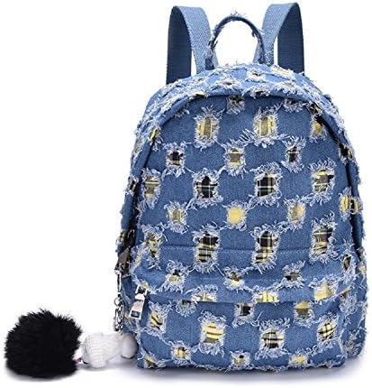 Urmiss Canvas Vintage Unisex Denim Backpack Jean Rucksack Floral College Casual Bags Student School Backpack(NOT INCLUDE DECORATION£
