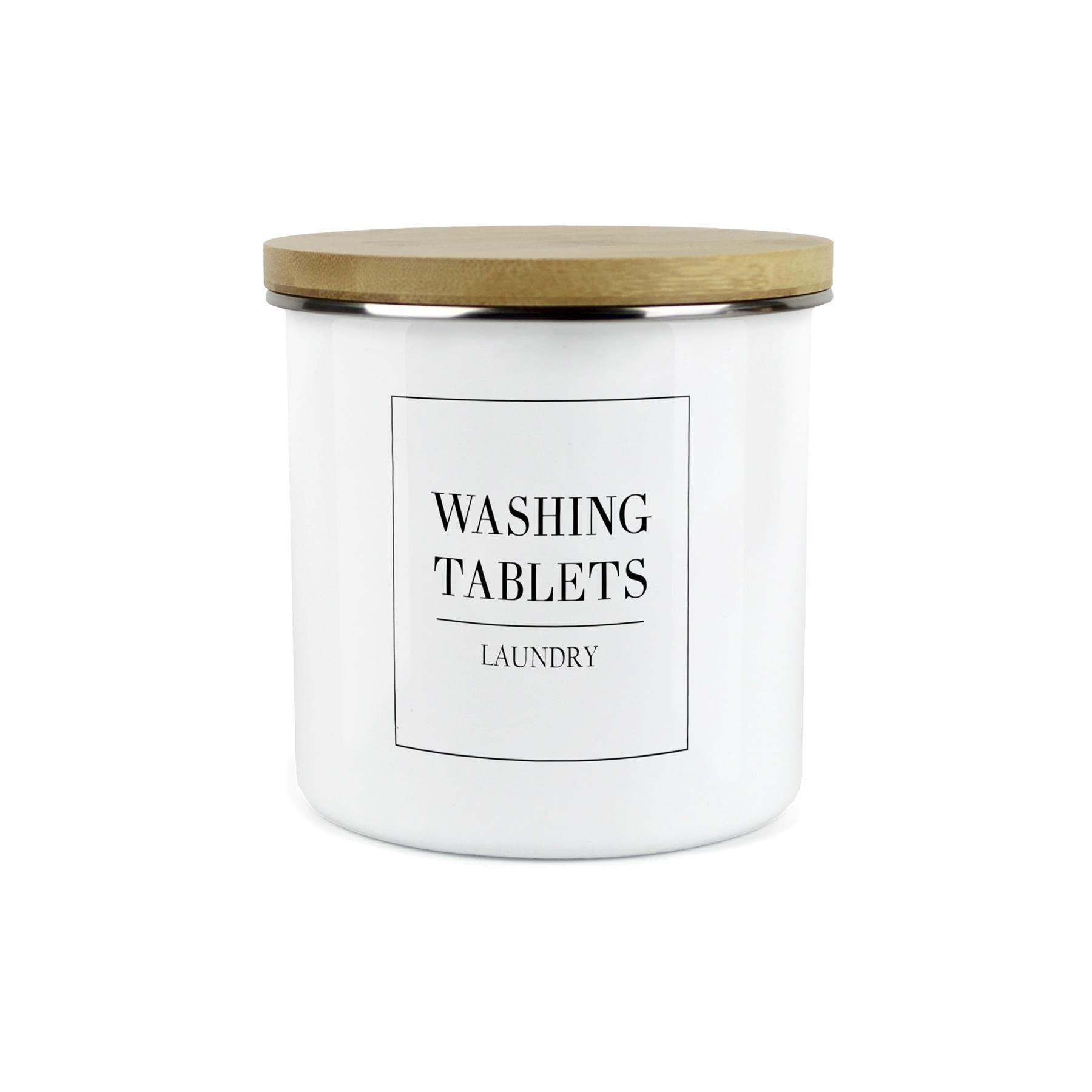 Purely Home Minimalist Range Washing Tablets Storage Canister - White Metal Enamel Kitchen And Bathroom Storage Container