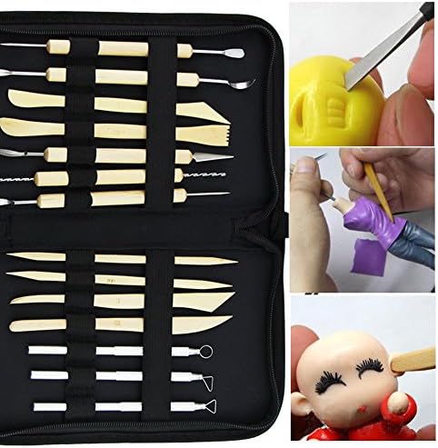 14 Piece Deluxe Pottery Art Tools Set,KPACO Clay Sculpting Tools Pottery Carving Tool Set with Carrying Case for Halloween Pumpkin Carving Tool Kit