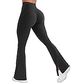VOYJOY Womens Split Hem Legging Workout High Waist Mini Flared Leggings Casual Workout Gym Yoga Pants