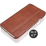 KAVAJ iPhone 6S/6 Case Leather "Dallas" Cognac Brown - Genuine Leather Cover With Business Card Holder. Slim Fit Flip Case As Premium Accessory For Original Apple iPhone 6S And 6 Doubles As A Wallet.