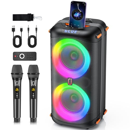 HWWR Karaoke with Microphone with 2 Wireless Microphones 10000 mAh Bluetooth 5.3 Speaker, 300 W PA System, Sing You Karaoke 2026 for Adults/Children for Parties, Family Meetings, Holidays