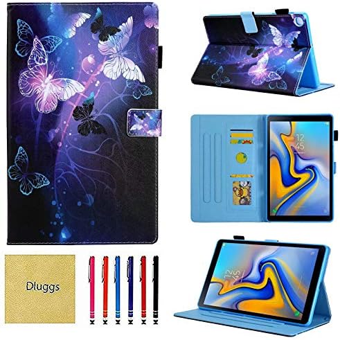 Galaxy Tab A 10.1 2019 Case, T510 Case, Dluggs Protective PU Leather Folio Stand Wallet Pattern Cover for Samsung Galaxy Tab A 10.1 Inch Tablet Model SM-T510 / SM-T515, Butterfly