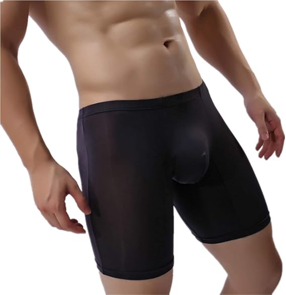 HYZZ Mens Long Leg Boxer Shorts,Men Ice Silk Underwear Long Leg Boxer