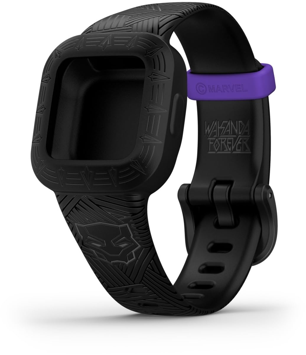 Garmin vívofit jr. 3 Replacement Band, Accessory band only, Original accessory, Silicone, Marvel Black Panther, Black