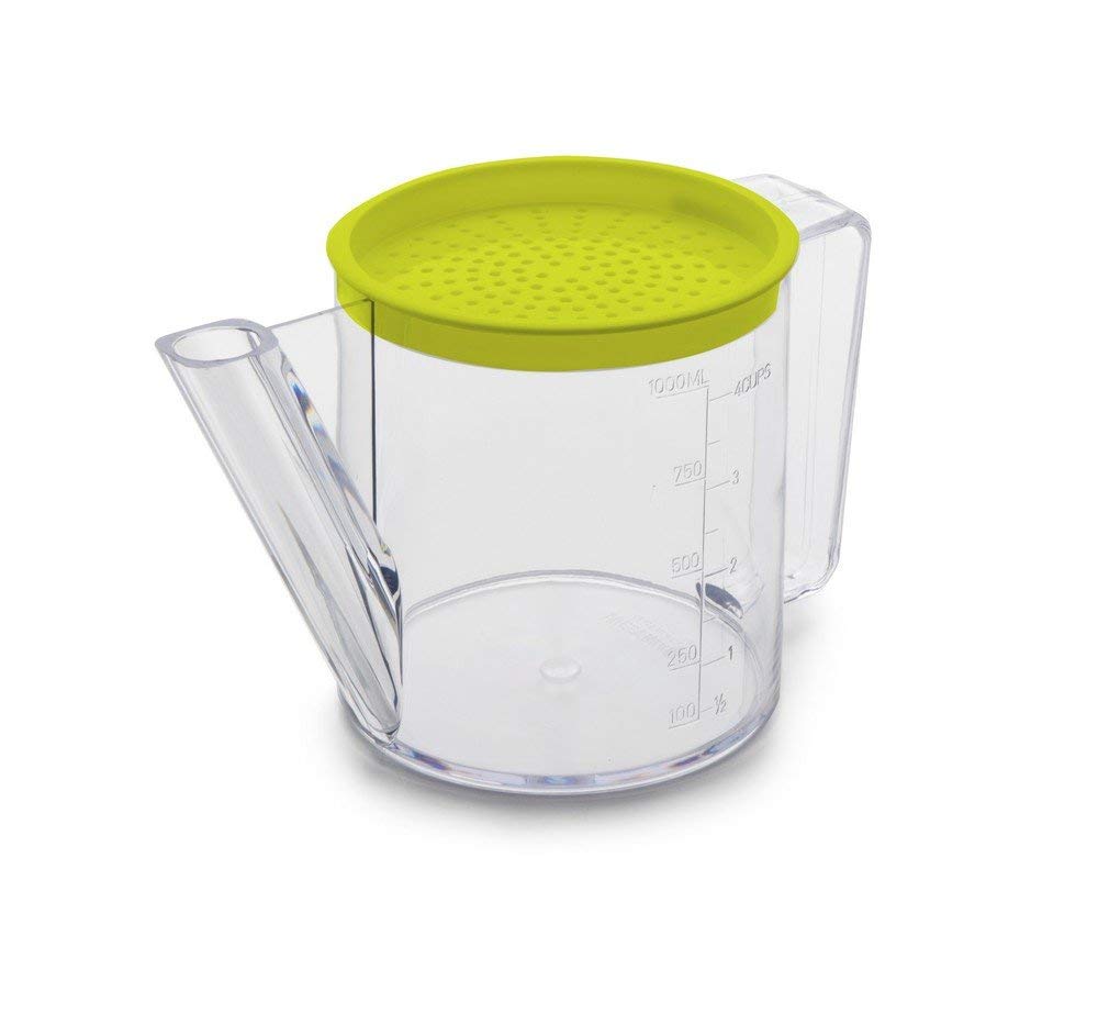 Ibili 795900 "Easycook" Plastic Gravy Oil Fat Separator Measuring Jug 1 litre, 20 x 13 x 13 cm, Transparent/Green