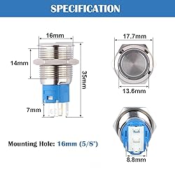 DMWD 5Pcs 16mm Latching Push Button Switch 12V 24V