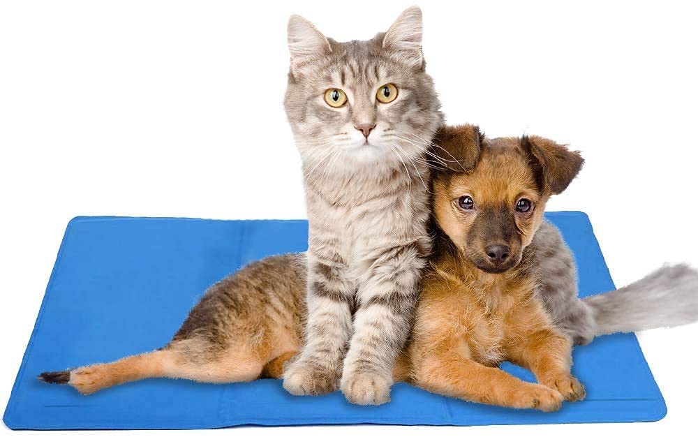Mega_Jumble Self Cooling Gel Pet Dog Cat Cool Mat Pad Bed Mattress Heat Relief Non-Toxic 60 x 45cm Blue