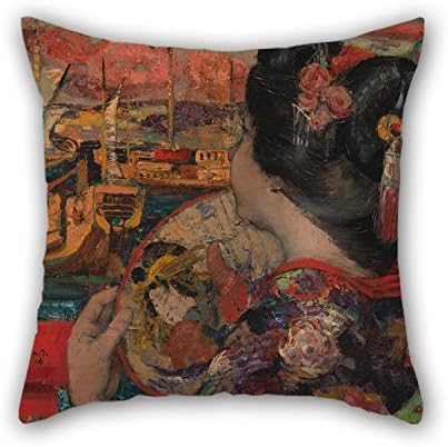 RISEE Throw Christmas Pillow Covers Of Oil Painting Edward Atkinson Hornel - The Balcony, Yokohama 20 X 20 Inches / 50 By 50 Cm Best Fit For Gril Friend Play Room Dance Room Boys Kids Bar Double Sides