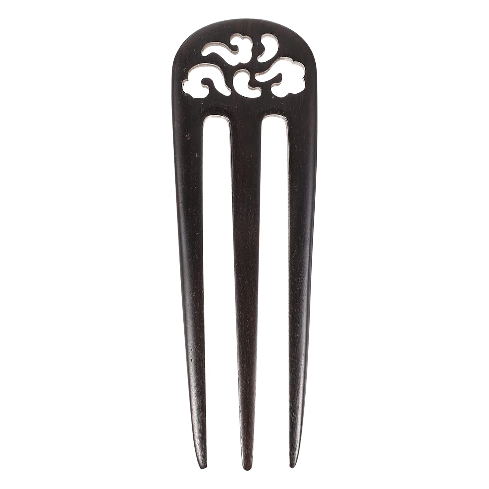 Lurrose 3- Prong Hair Fork, Vintage Style Hair Stick Handmade Carved 3- Prong Wooden Hairpin Chinese Decorative Accessory for Women