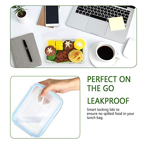 [15-Pack] Food Storage Containers with Lids - Plastic Food Containers with lids - Plastic Containers with lids - Airtight Leak Proof Easy Snap Lock and BPA Free Plastic Container Set for Kitchen Use - Thumbnail 3
