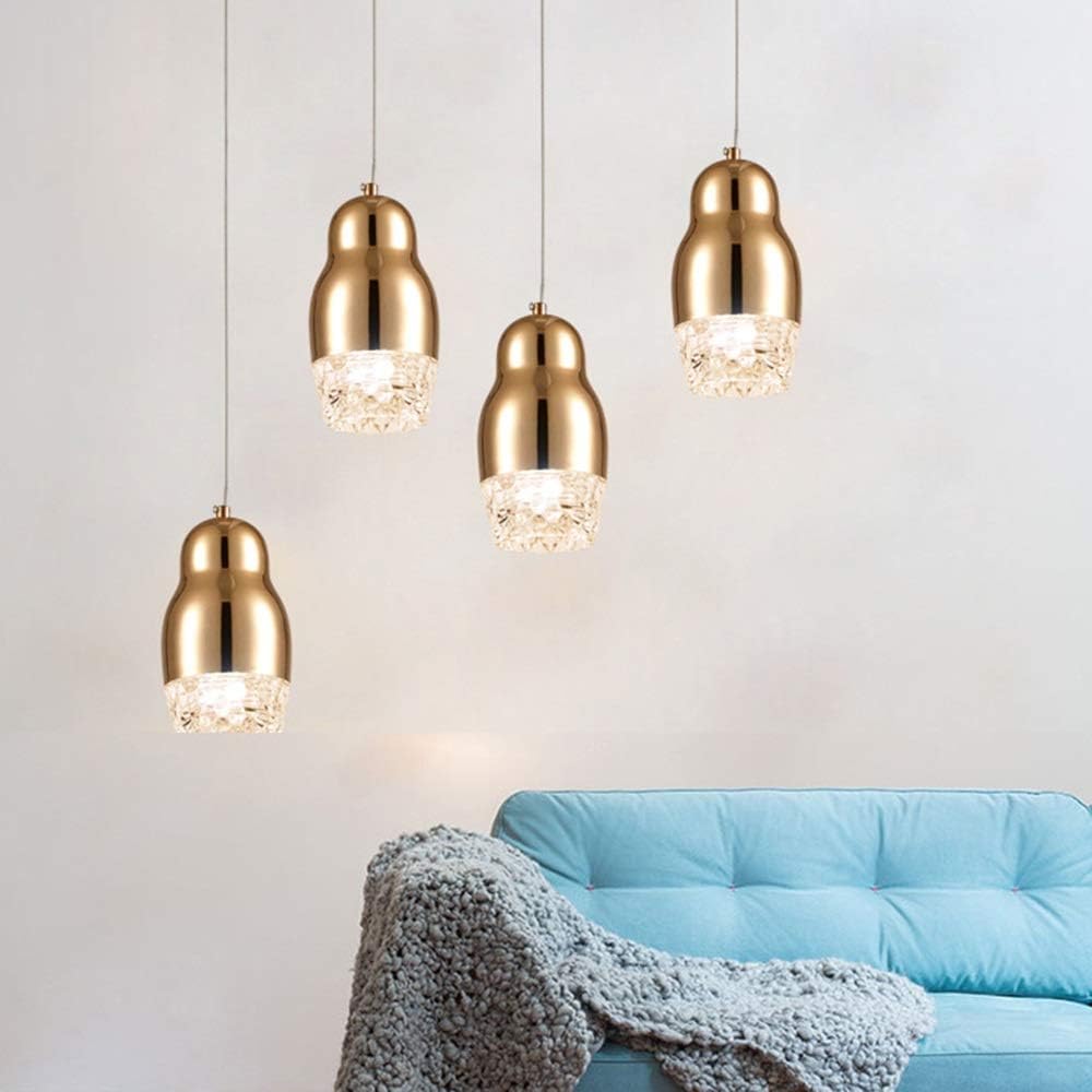 WHSS LED Piña De Oro Lámpara De Techo Luz Cálida Araña De Cristal