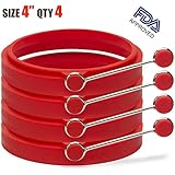 LUXEHOME BPA Free Silicone Egg &amp;Pancake Slip Rings Poacher Pancake Set of 4 Diameter 10cm