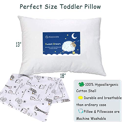 image for Aisawate Kids Pillows with Pillowcase,Soft Organic Cotton Toddler Chil