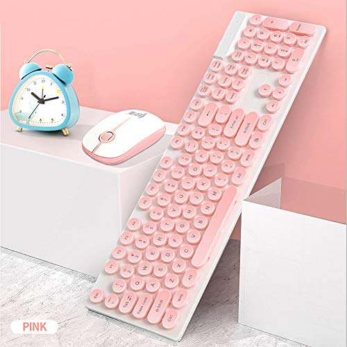 COM1950s 104 Keys Gaming Keyboard 1 Set Anti-Splash Wired Mult Punk Gaming Keyboard Mouse Office for PC Computer (Pink)