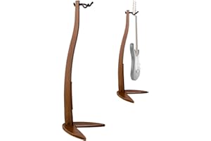 MUSO Guitar Bass Hanger Stand, Solid Wood Bow Holder Mermaid Shaped for Display and Storage, 42 inches Height Anti-scratched and Anti-bump, Deorate Studios, Living room and Stage (Black Walnut, 1)