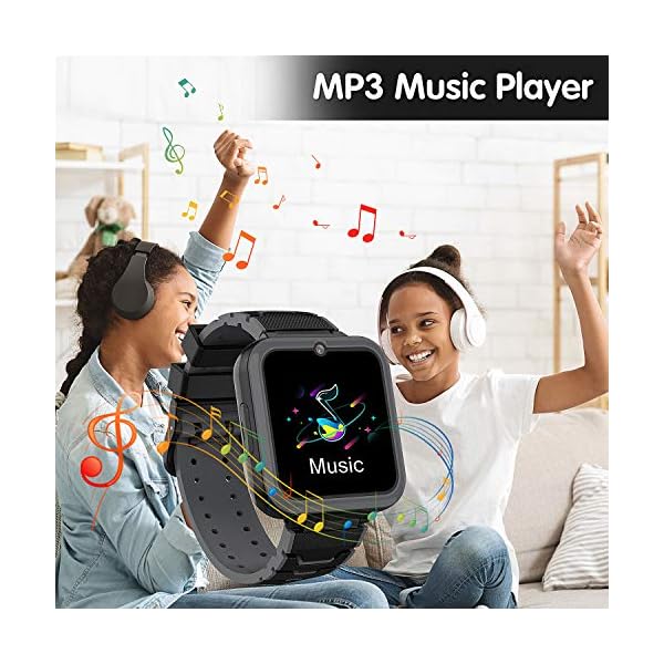 Kids-Smartwatch-Phone-for-Boys-Girls-with-HD-Touch-Screen-Smart-Watch-for-Kids-with-Games-Music-Player-Two-Way-Call-SOS-Flashlight-Calculator-Recorder-Alarm-Clock-Birthday-Gifts-for-3-12Y-BLACK Kids Smartwatch Phone for Boys Girls with 16 Games, HD Touch Screen Smart Watch for Kids with Games Music Player Two-Way…
