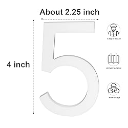 4 Inch Adress Numbers - Self Adhesive White Mailbox