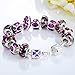 Bamoer 2016 New Purple Lilac Murano Glass Beads Charms Silver Tone Bracelets Fashion Jewelry for Women Girls Best Gift 7.87 Inches