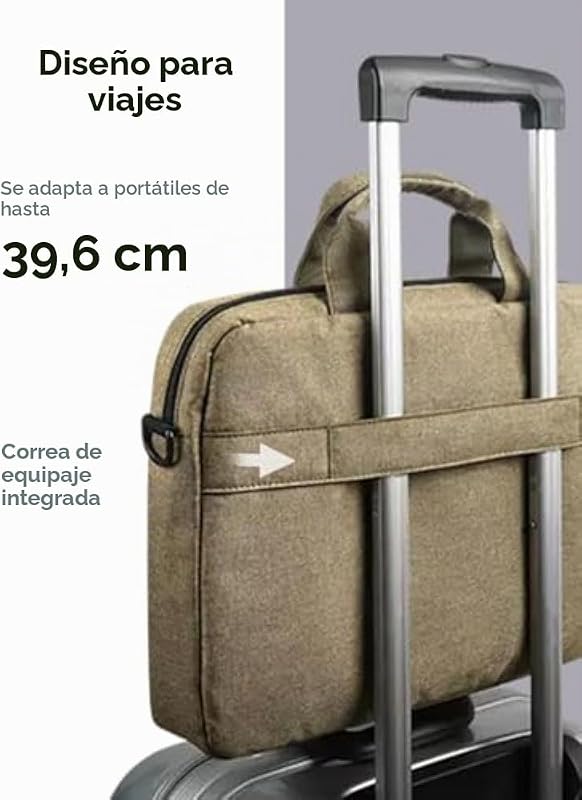 Mala casual T210 de 16", Mala fina com alça de ombro, Tecido Resistente à Chuva, Bolsos Organizados para Acessórios e Documentos – Verde