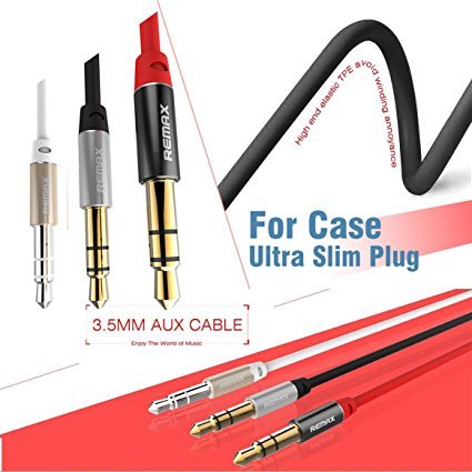 Audio Cable Male to Male 3.5mm Auxiliary Cable with Gold Plated Connectors for Apple, Android Smartphones, Tablet and MP3 Players - Standard Packaging (Black)