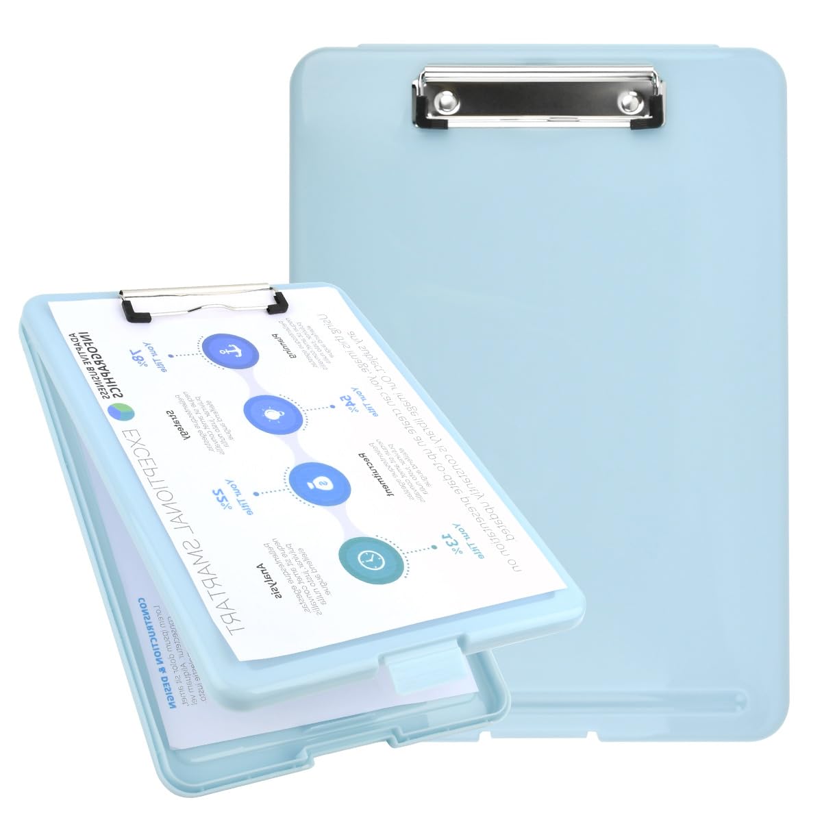 Clipboard with Storage A4 Clipboards Storage Box with Compartment, A4 Clip Work Board Folder Clip-Boards with Box and Pen Holders,Clip Folder Boards Strong Clipboards with Cover, Great for Work (Blue)