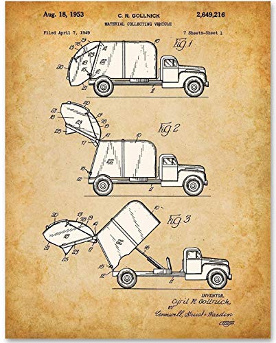 Garbage Truck - 11x14 Unframed Patent Print - Art for Boy's Room