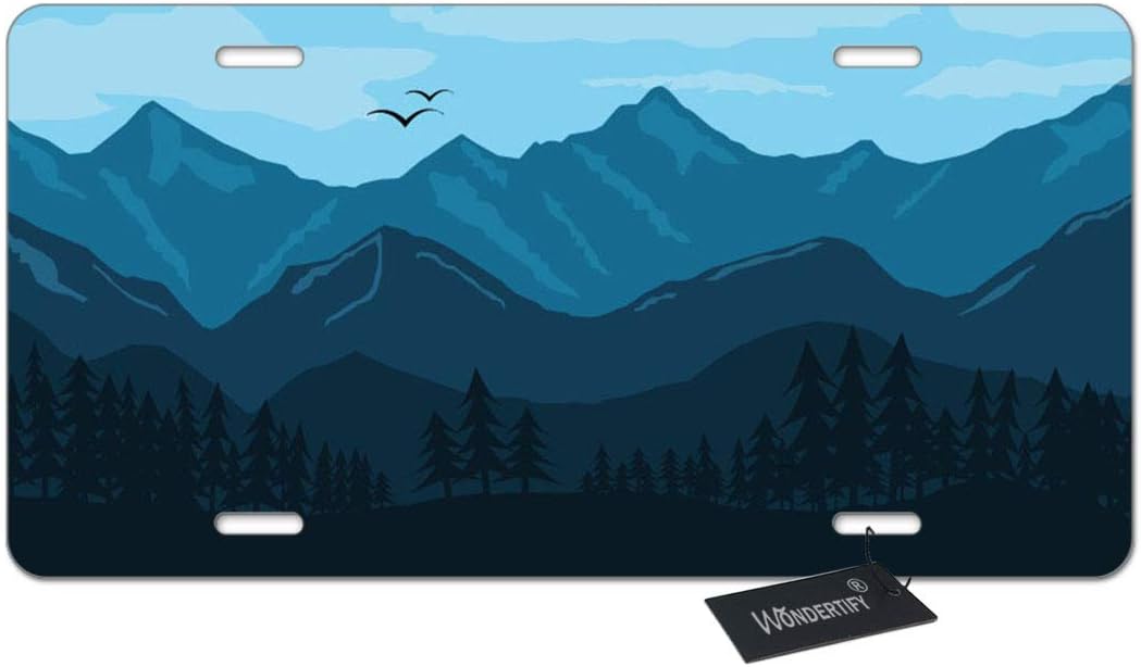 WONDERTIFY License Plate Smoky Mountain Landscape Morning