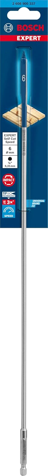 Bosch EXPERT Self Cut Speed Spade Drill Bit 6 mm 400 mm Hex Shank view 2