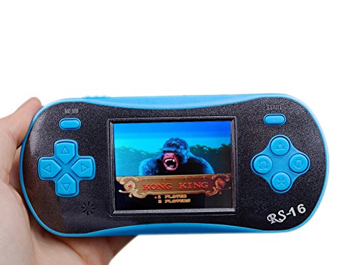 JJFUN RS-16 Handheld Game Console for Kids, 2.5" 12-Bit LCD Portable Video Games Device, Pocket Handhold Game Player with 260 Interesting Games –Blue
