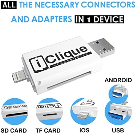 2017 Best Flash Drive for iPhone 64 GB USB 3.0 for iPad, iOS PC - External Storage Memory Stick with Lightning Connector + SD – Free SD Card Included